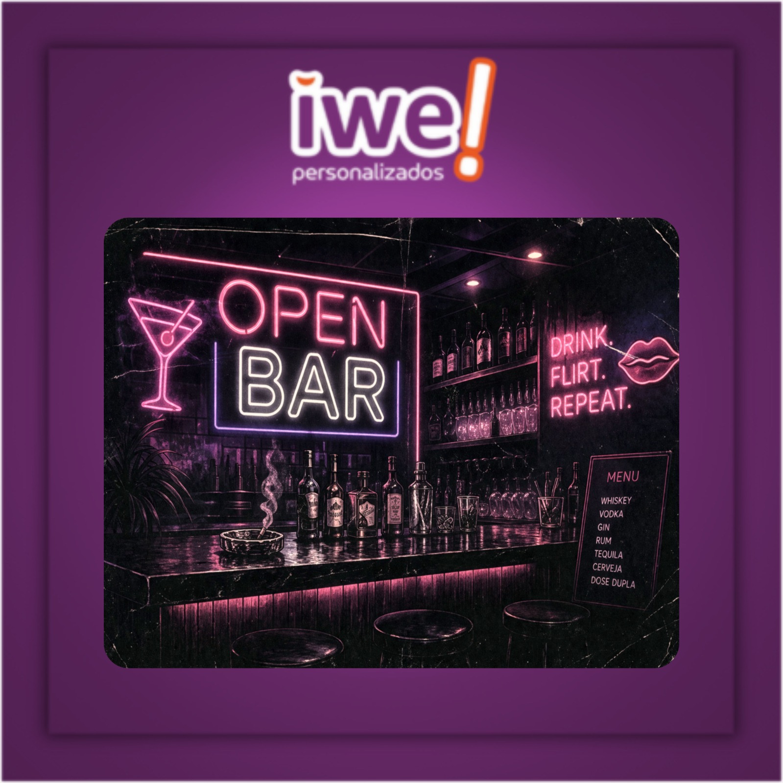 Mousepad Retangular Liso Retro Open Bar