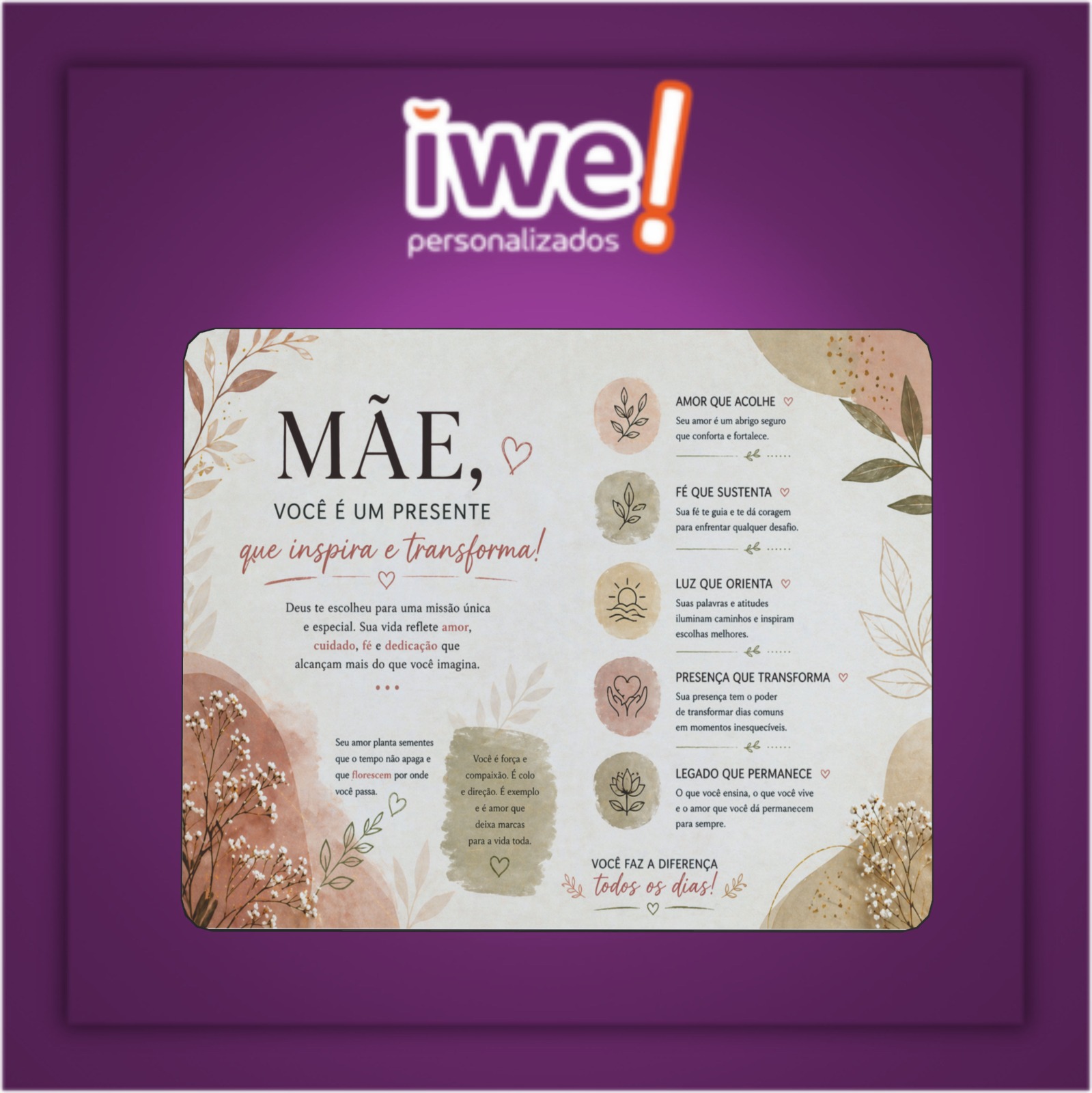 Mousepad Retangular Liso 27,5 x 22 cm ( Mãe )
