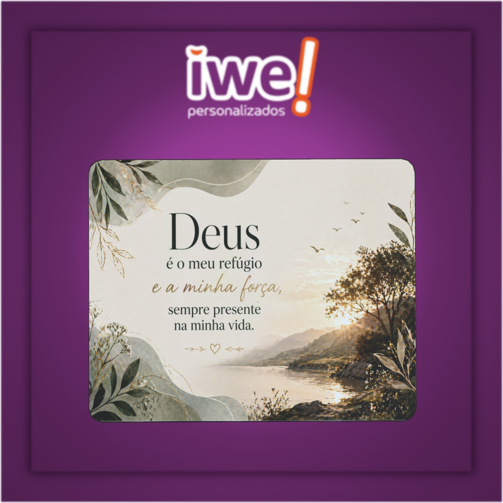 Mousepad Retangular Liso 27,5 x 22 cm ( Deus é fiel )