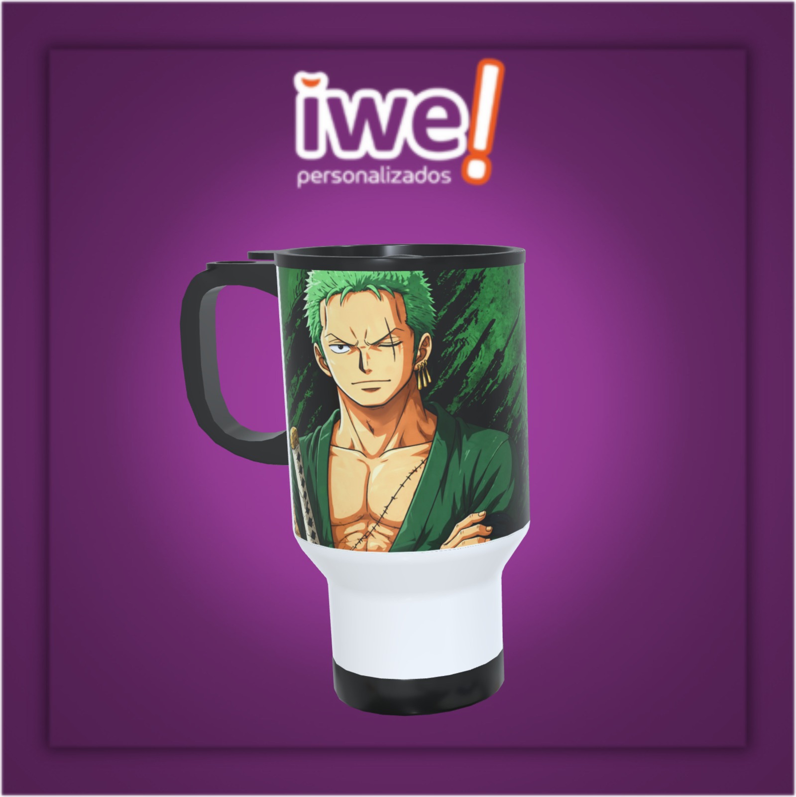 Copo Térmico Viagem C/Tampa Personalizado Zoro