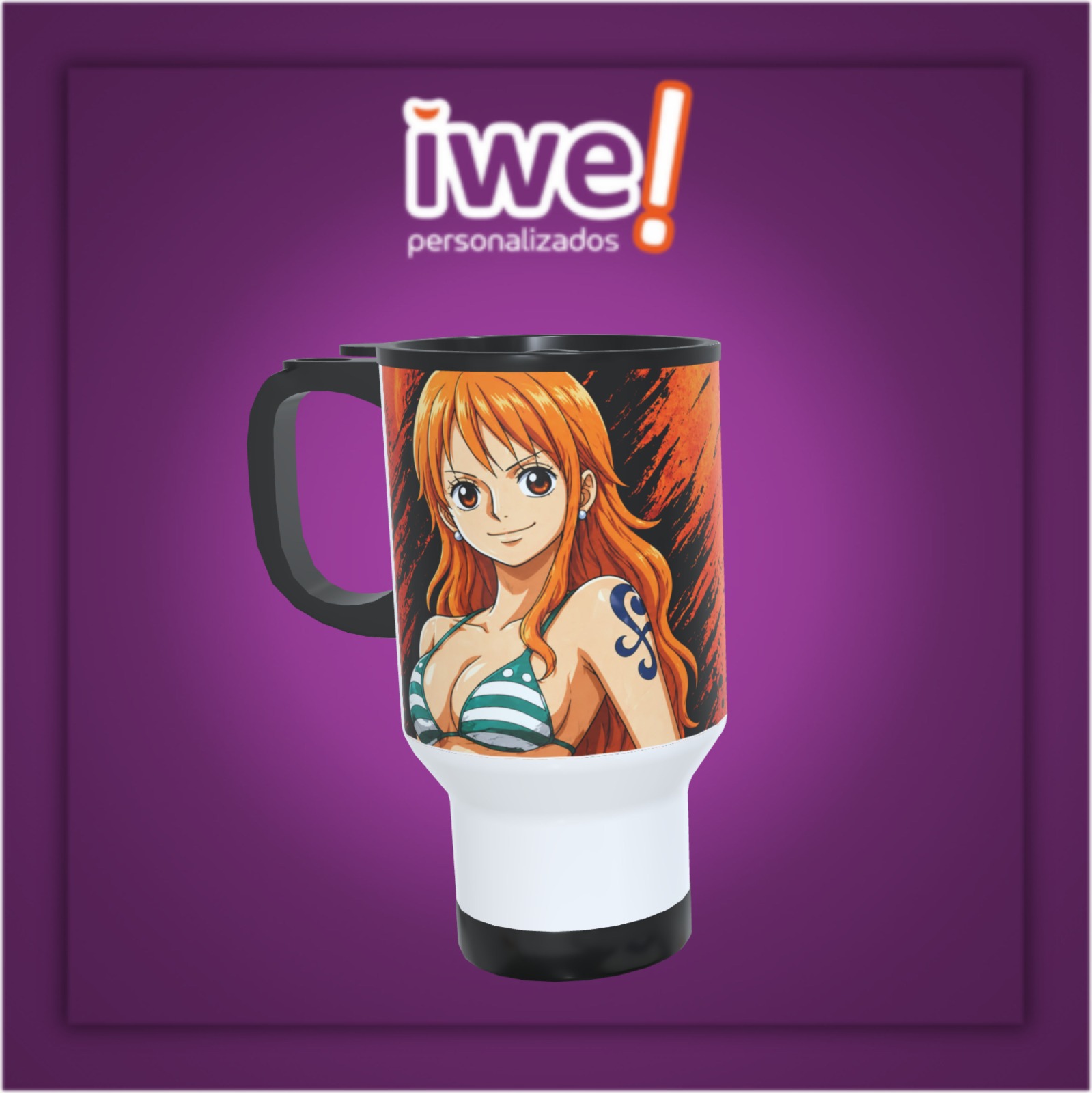 Copo Térmico Viagem C/Tampa Personalizado Nami