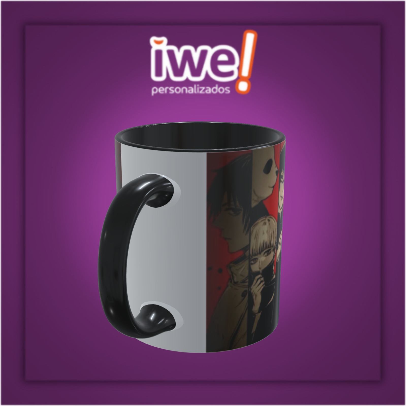 Caneca Branca C/Interior E Alça Preto Jujutsu Kaisen - Imagem 4