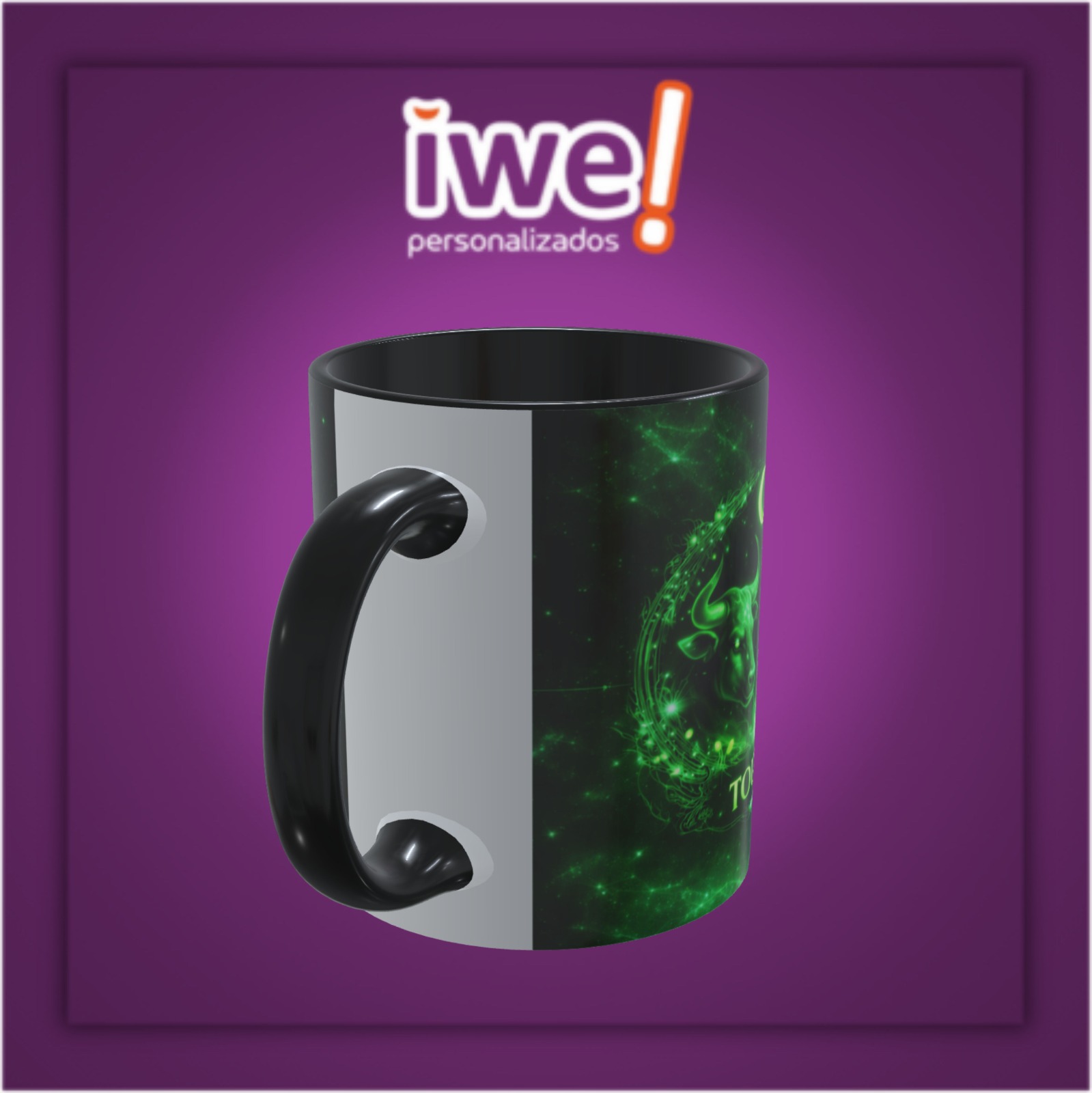 Caneca Branca C/Interior E Alça Preta ( Signo Touro ) - Imagem 3