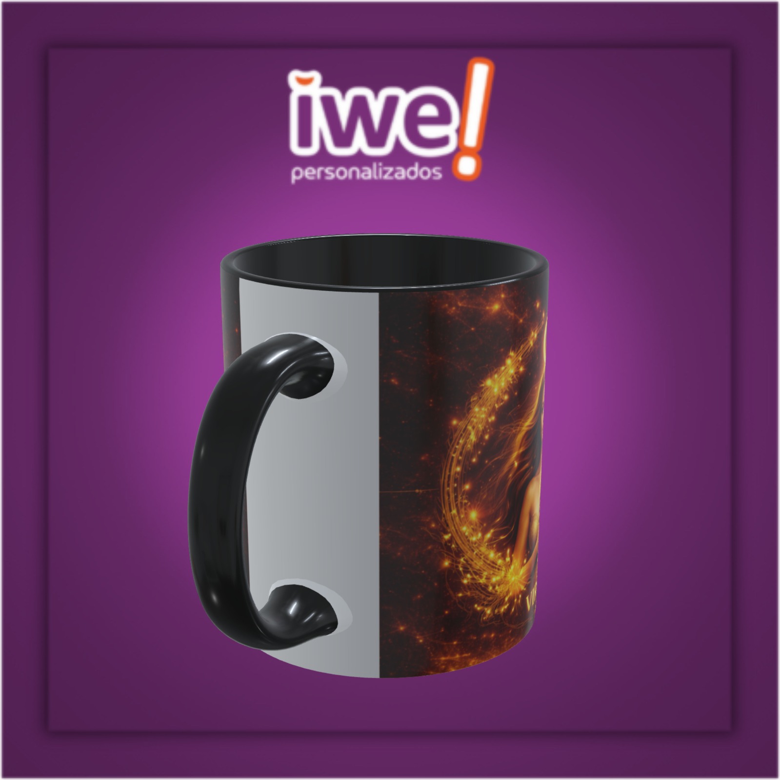 Caneca Branca C/Interior E Alça Preta ( Signo Virgem ) - Imagem 3