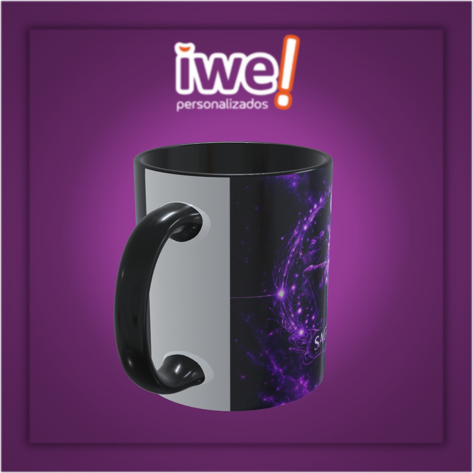 Caneca Branca C/Interior E Alça Preta ( Signo Sagitário ) - Imagem 3