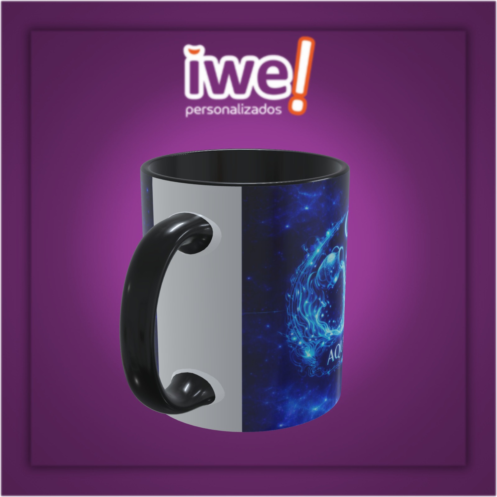 Caneca Branca C/Interior E Alça Preta Cáncer - Imagem 3